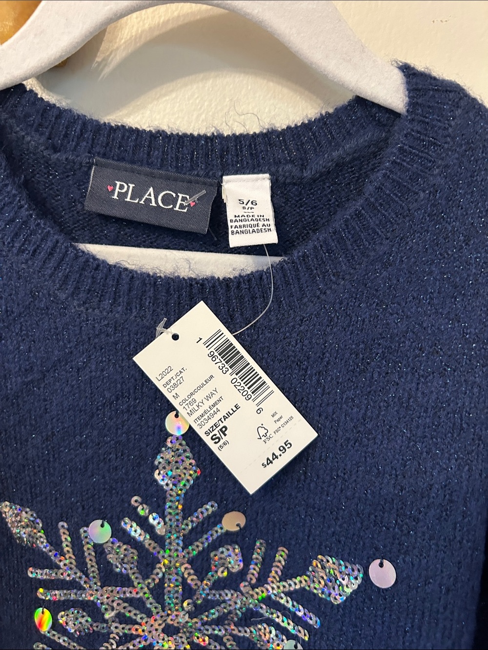 The Children's Place Blue Knit Snowflake Sweater Dress - holiday wear - size 5/6 - Picture 6 of 6